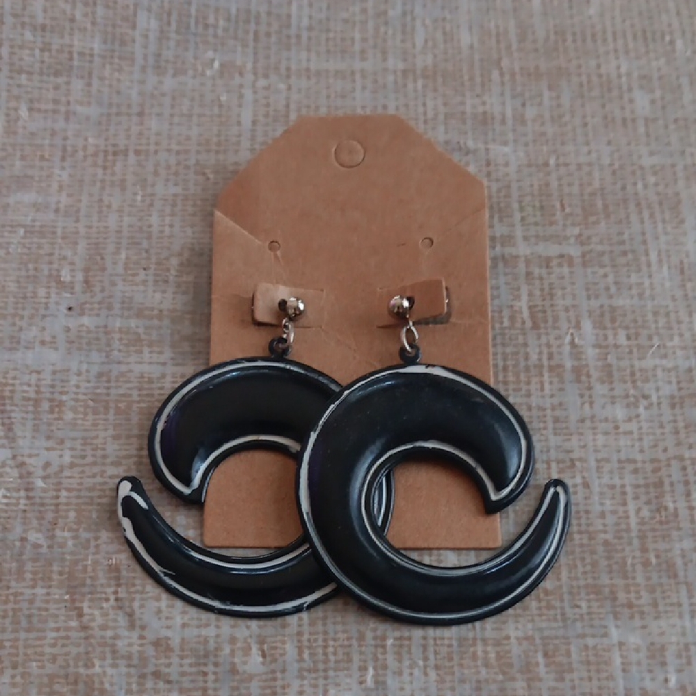 Black Crescent Earrings Vintage